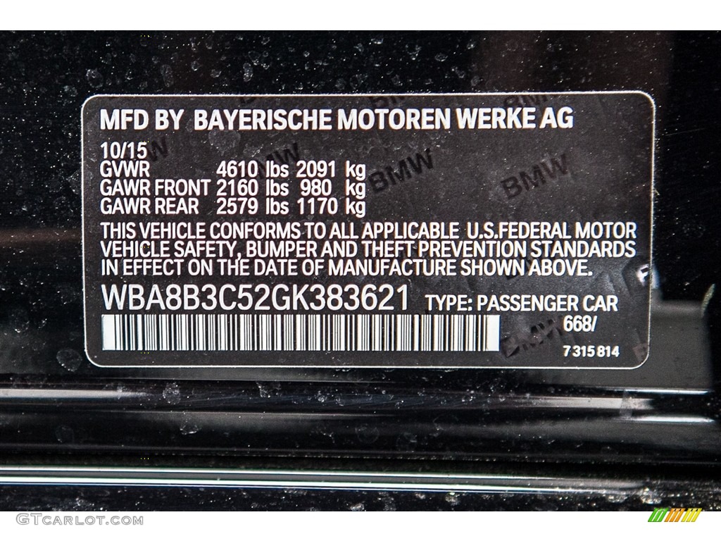 2016 BMW 3 Series 340i Sedan Color Code Photos