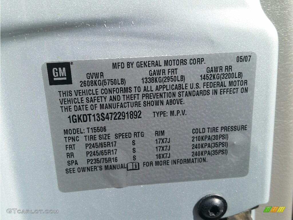 2007 Envoy SLE 4x4 - Liquid Silver Metallic / Light Gray photo #17
