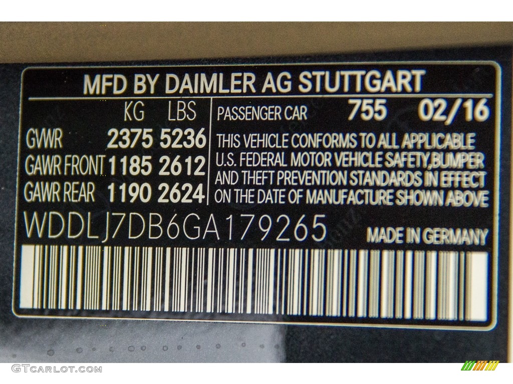 2016 CLS Color Code 755 for Steel Grey Metallic Photo #112352452