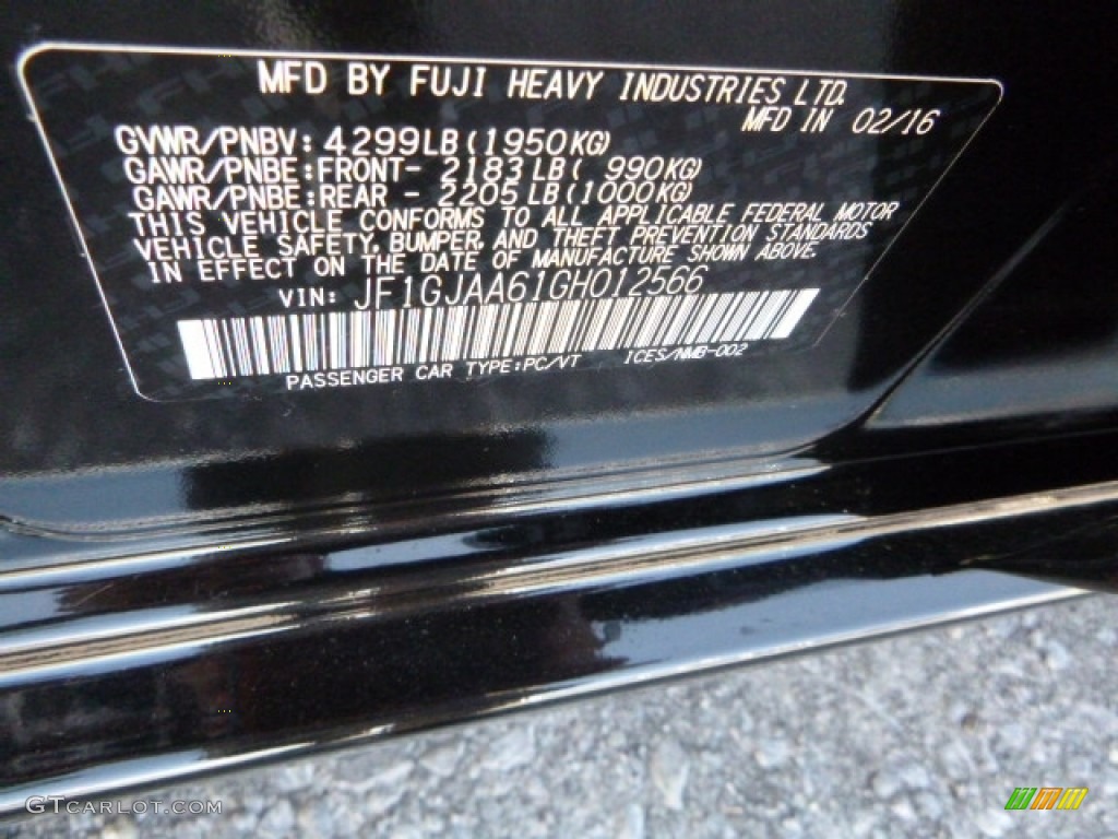 2016 Impreza 2.0i 4-door - Crystal Black Silica / Ivory photo #14