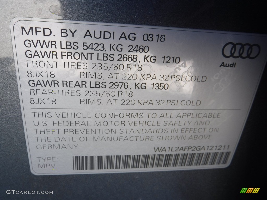 2016 Q5 2.0 TFSI Premium quattro - Monsoon Gray Metallic / Black photo #40
