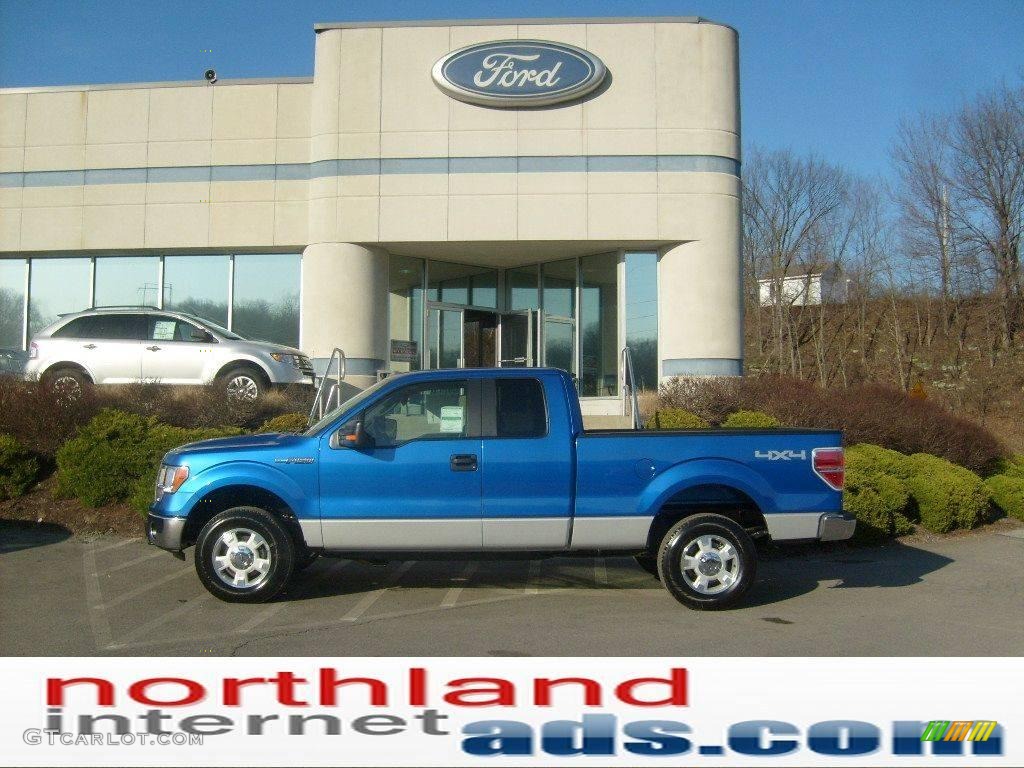 2009 F150 XLT SuperCab 4x4 - Blue Flame Metallic / Stone/Medium Stone photo #1