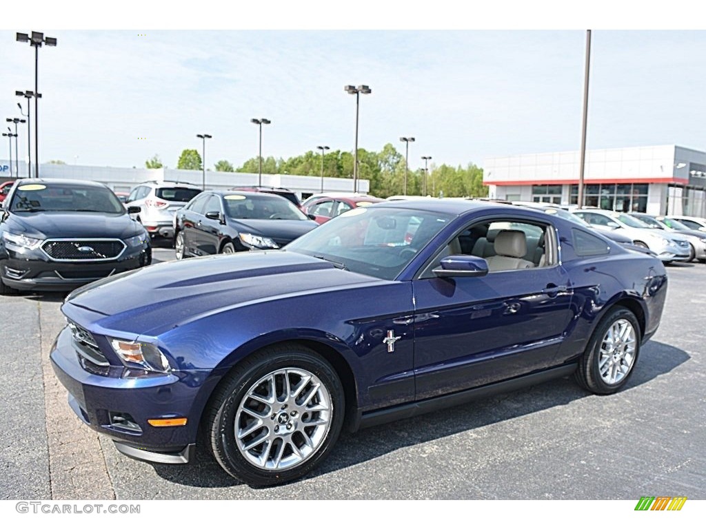 2012 Mustang V6 Premium Coupe - Kona Blue Metallic / Stone photo #7
