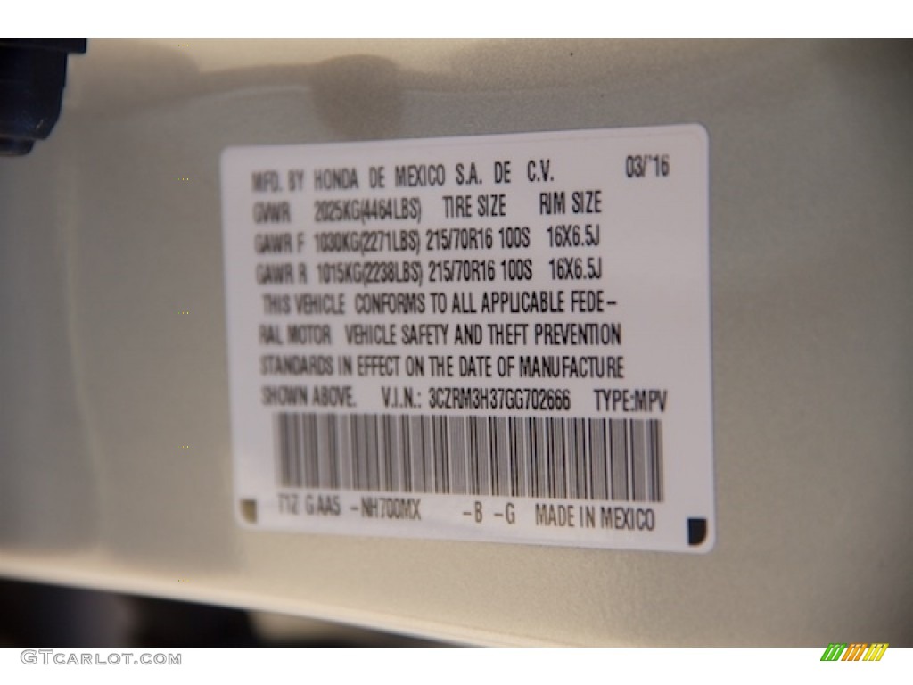 2016 CR-V LX - Alabaster Silver Metallic / Gray photo #17
