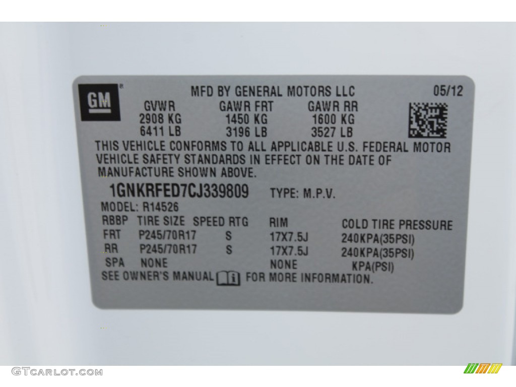 2012 Traverse LS - White / Dark Gray/Light Gray photo #17
