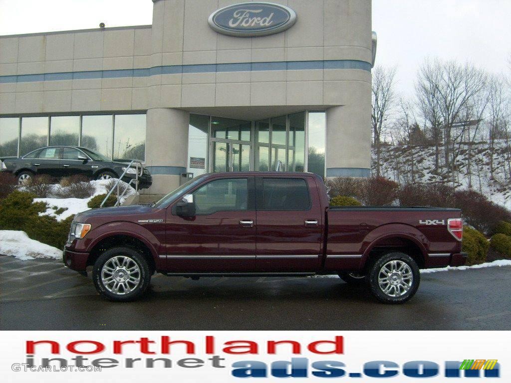 2009 F150 Platinum SuperCrew 4x4 - Royal Red Metallic / Sienna Brown Leather/Black photo #1