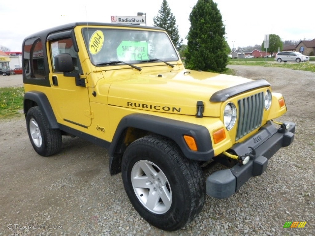 2004 Wrangler Rubicon 4x4 - Solar Yellow / Dark Slate Gray photo #11