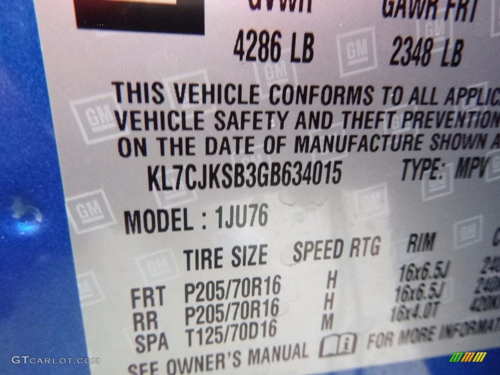 2016 Trax LS - Brilliant Blue Metallic / Jet Black photo #15