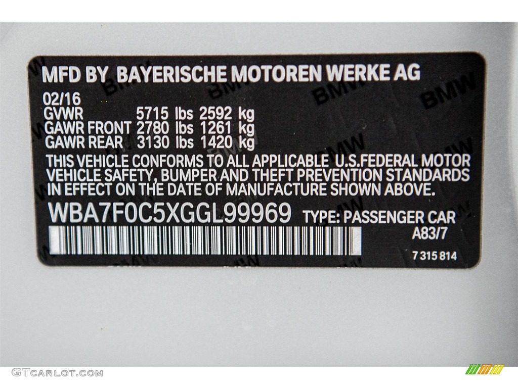 2016 7 Series Color Code A83 for Glacier Silver Metallic Photo #112511359