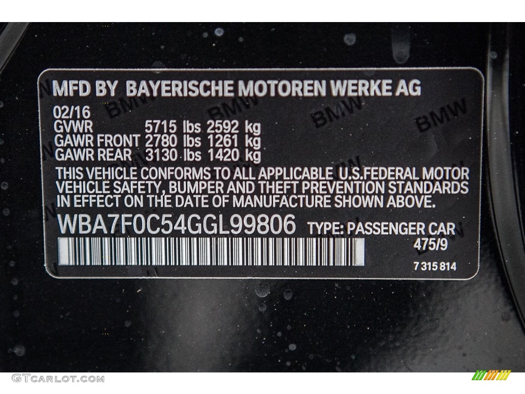 2016 7 Series Color Code 475 for Black Sapphire Metallic Photo #112511695
