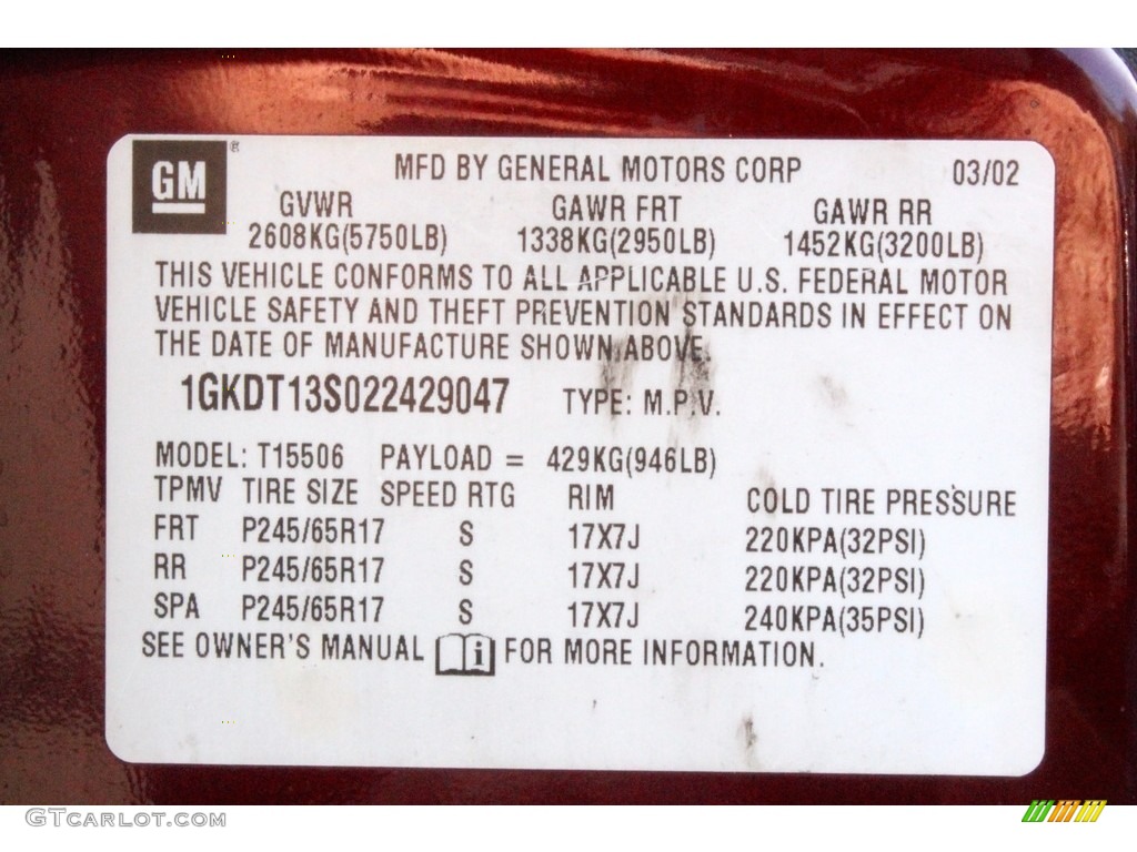 2002 Envoy SLT 4x4 - Magnetic Red Metallic / Dark Pewter photo #32