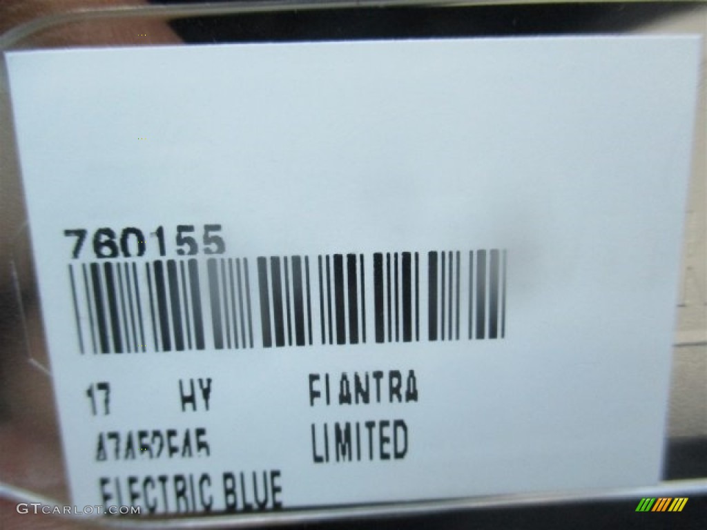 2017 Elantra Limited - Electric Blue / Gray photo #22