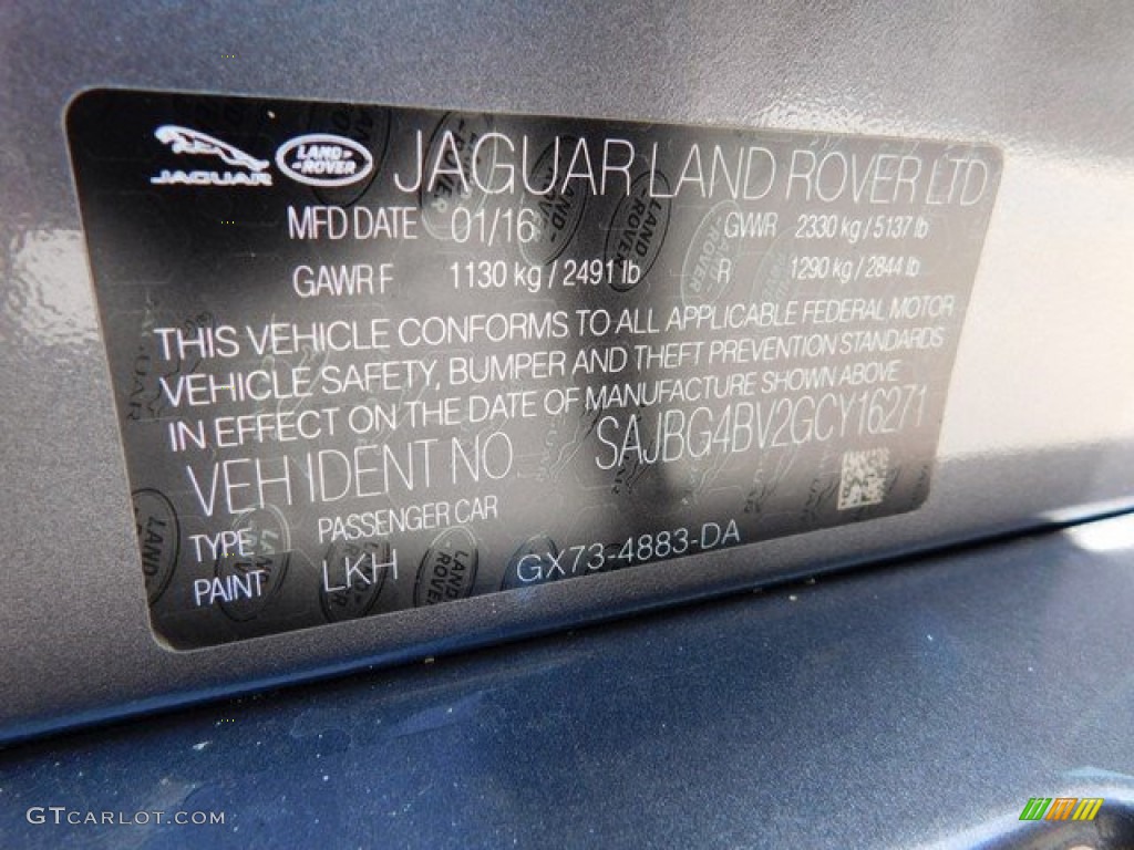 2016 Jaguar XF S Color Code Photos