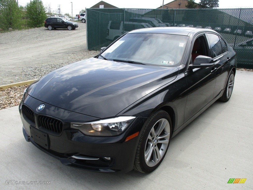 2013 3 Series 328i xDrive Sedan - Jet Black / Coral Red/Black photo #7
