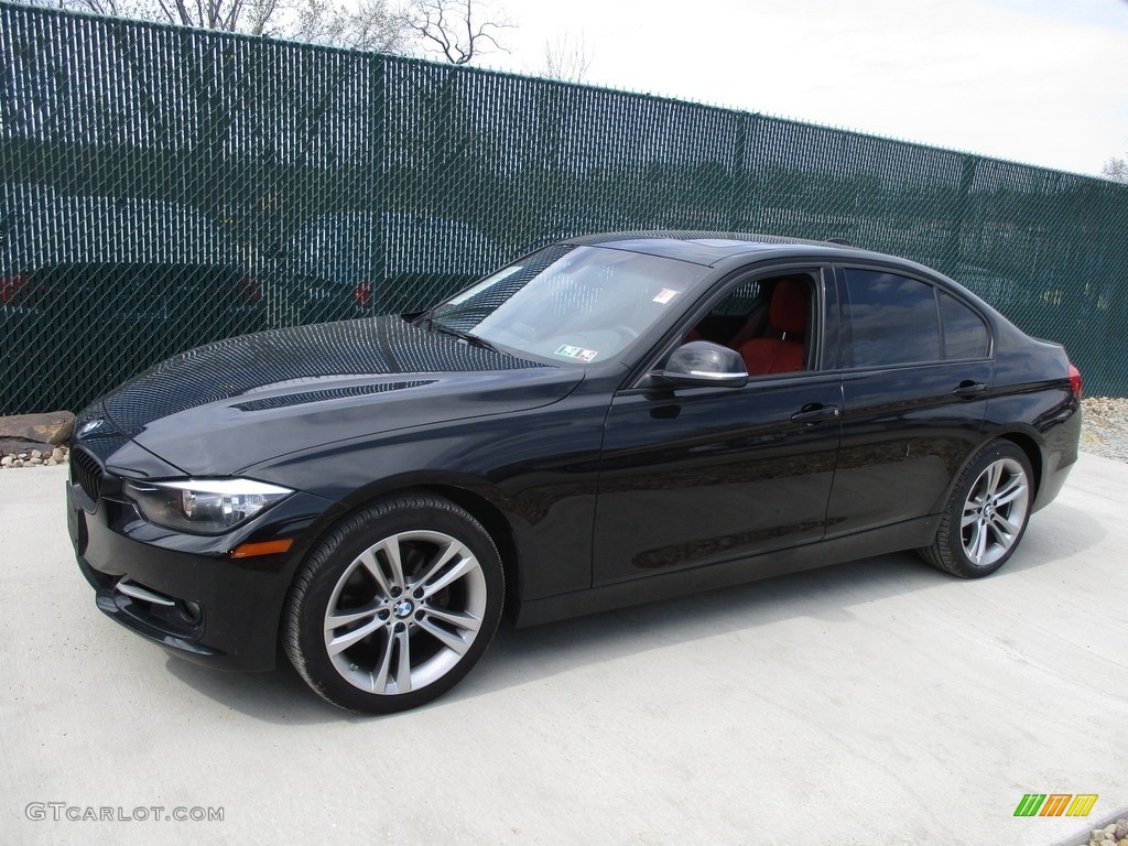 2013 3 Series 328i xDrive Sedan - Jet Black / Coral Red/Black photo #8