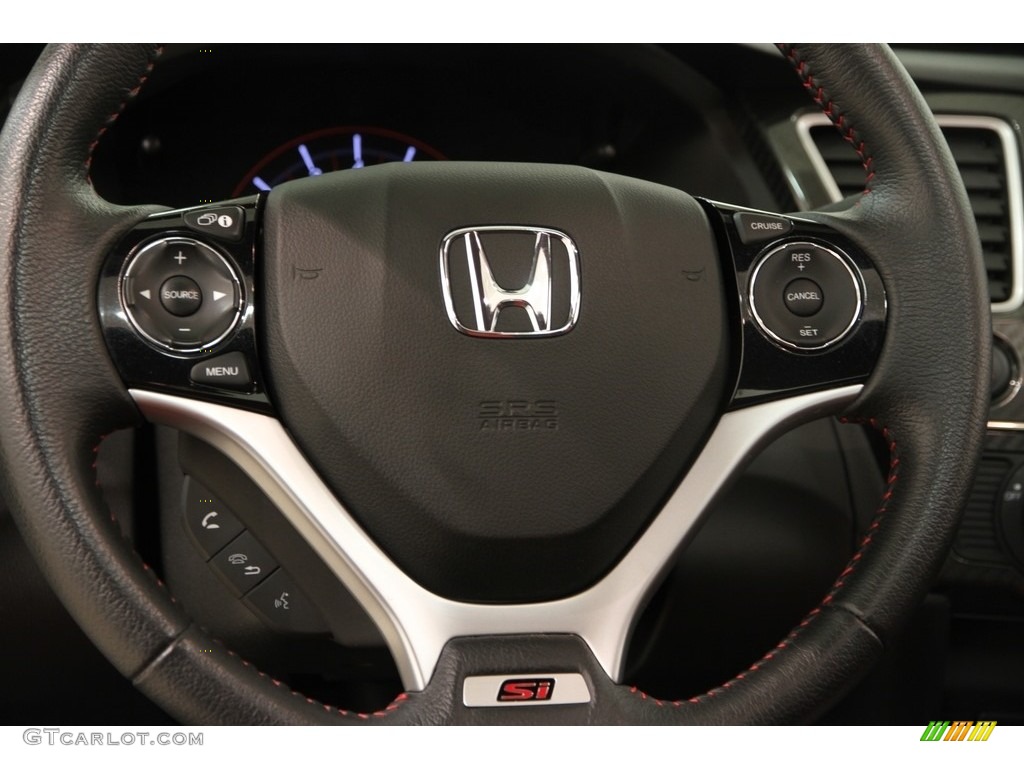 2014 Honda Civic Si Sedan Black/Red Steering Wheel Photo #112533311