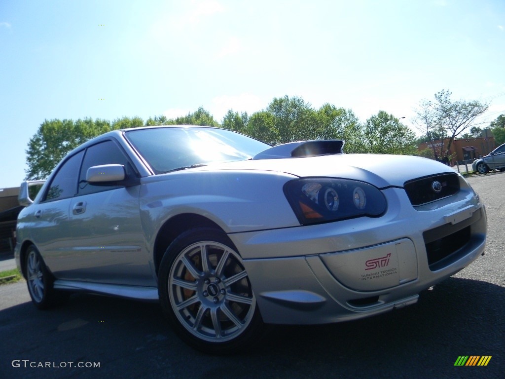 2004 Impreza WRX STi - Platinum Silver Metallic / Blue Ecsaine/Black photo #2
