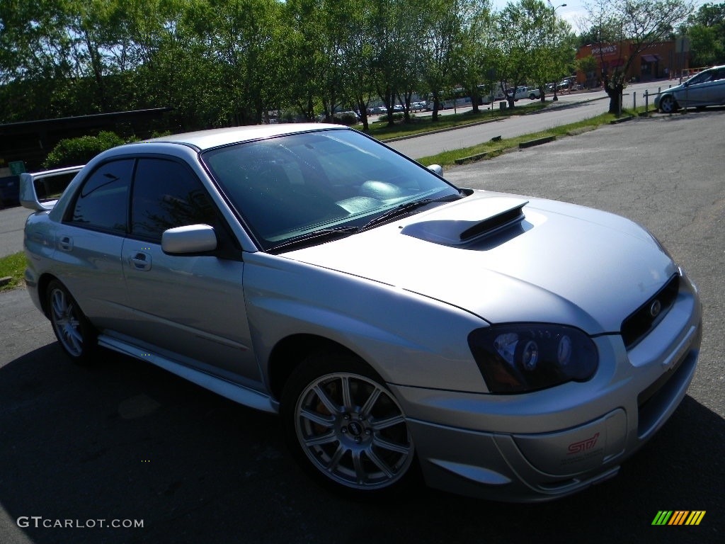 2004 Impreza WRX STi - Platinum Silver Metallic / Blue Ecsaine/Black photo #3
