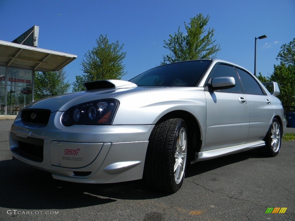 2004 Impreza WRX STi - Platinum Silver Metallic / Blue Ecsaine/Black photo #6