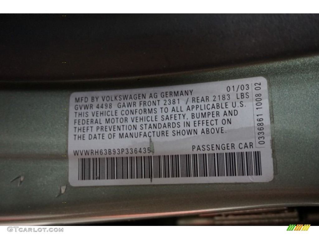 2003 Passat GLX Sedan - Fresco Green Metallic / Black photo #15