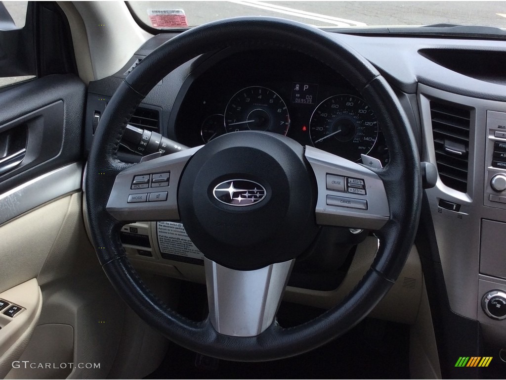 2010 Outback 2.5i Premium Wagon - Crystal Black Silica / Warm Ivory photo #13