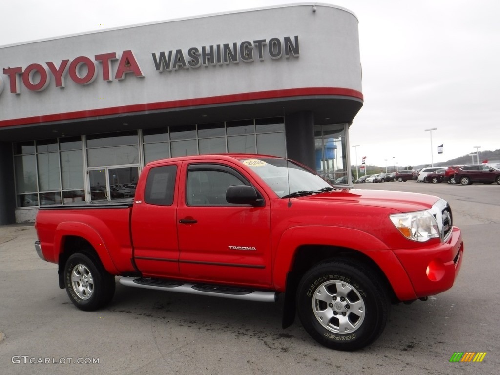 2008 Tacoma V6 SR5 Access Cab 4x4 - Radiant Red / Graphite Gray photo #2