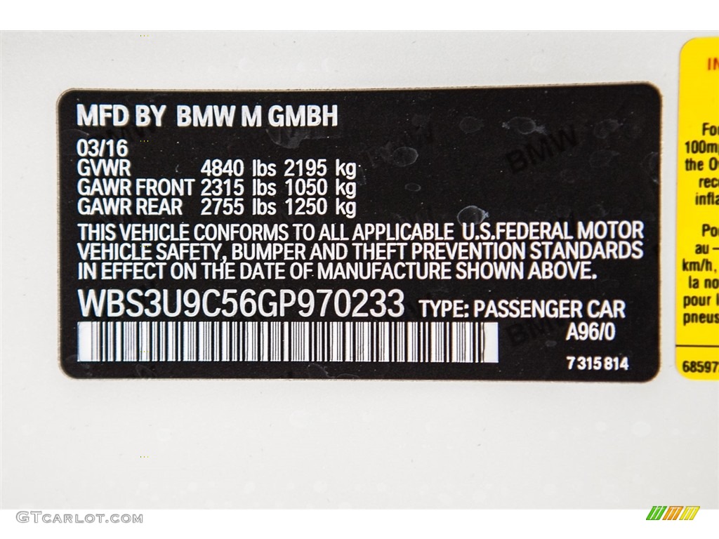 2016 BMW M4 Convertible Color Code Photos