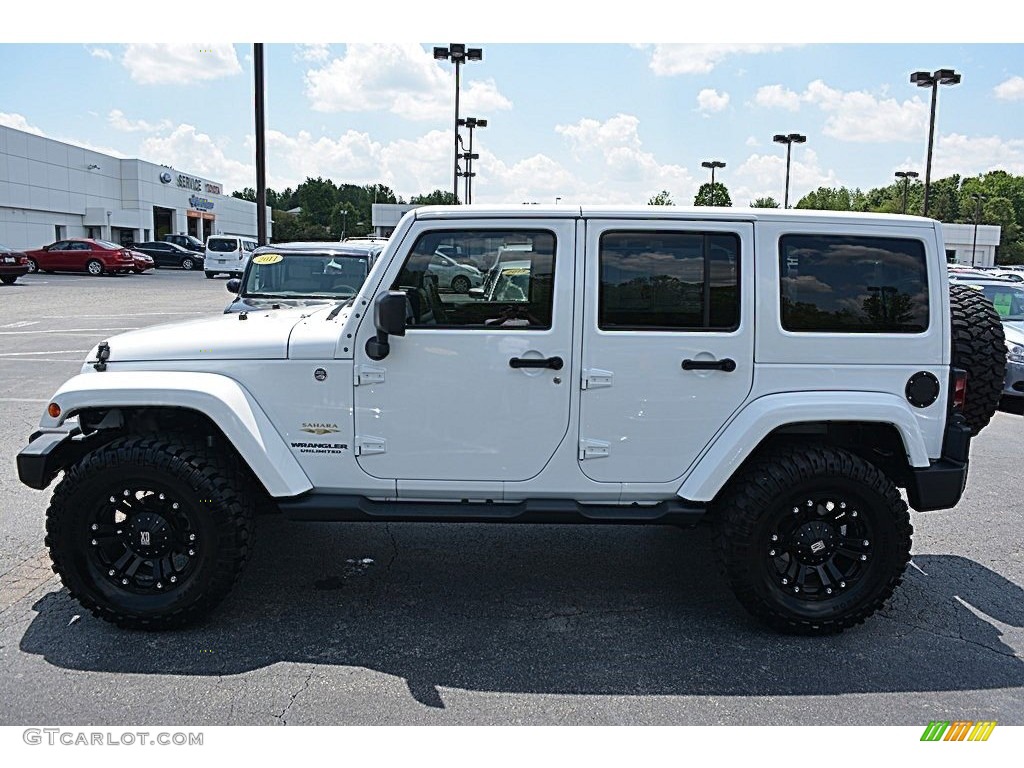 2014 Wrangler Unlimited Sahara 4x4 - Bright White / Black/Dark Saddle photo #6