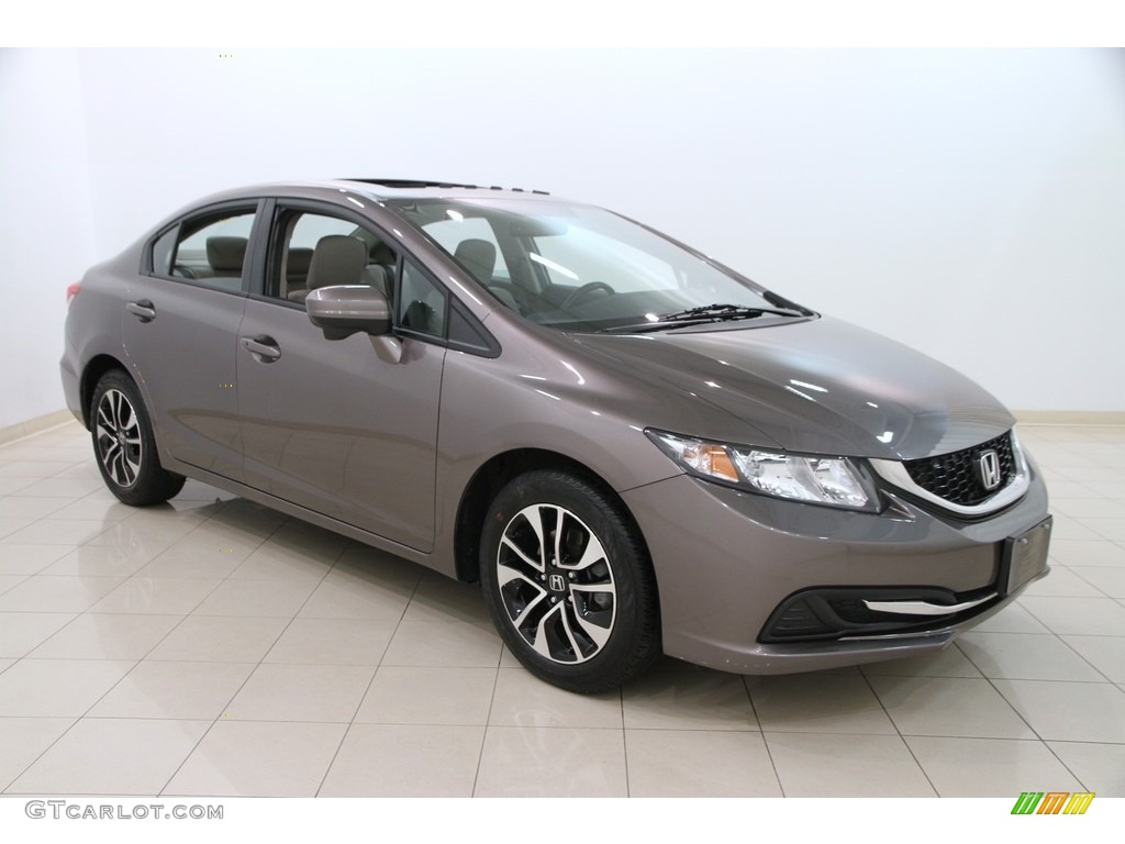 2014 Civic EX Sedan - Urban Titanium Metallic / Beige photo #1