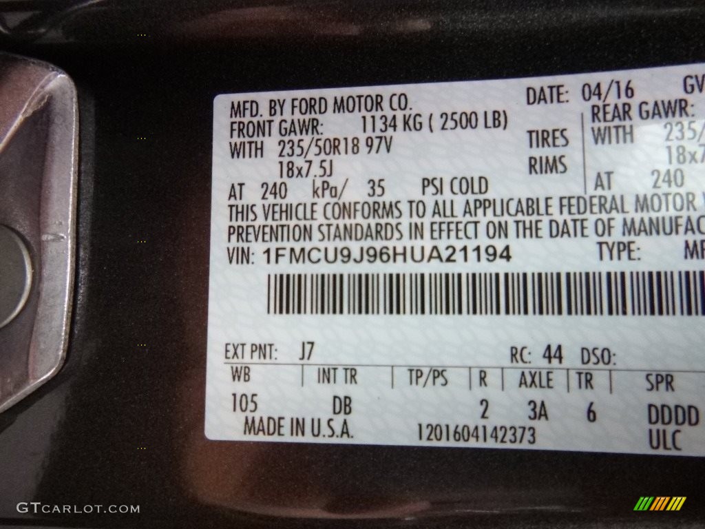 2017 Escape Color Code J7 for Magnetic Photo #112620251