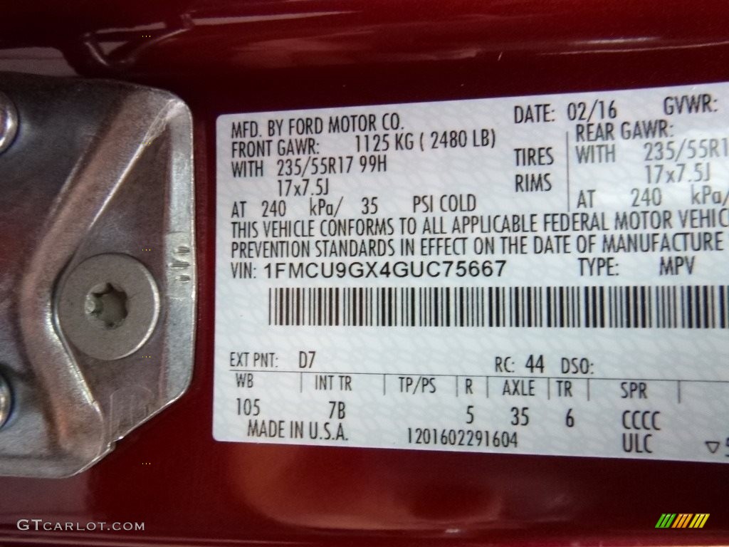 2016 Escape SE 4WD - Sunset Metallic / Charcoal Black photo #11