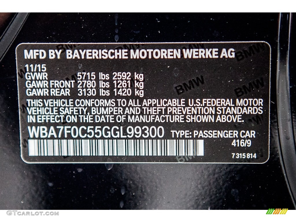 2016 7 Series Color Code 416 for Carbon Black Metallic Photo #112665330