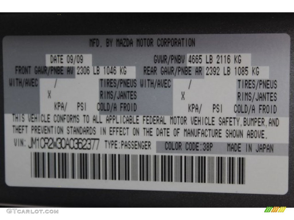 2010 MAZDA5 Touring - Galaxy Gray Mica / Black photo #31