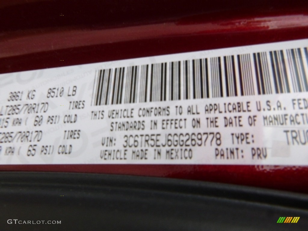 2016 2500 Color Code PRV for Delmonico Red Pearl Photo #112679344