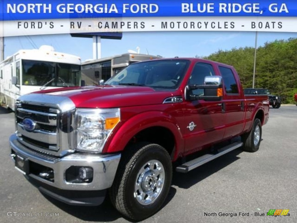 2016 F250 Super Duty XLT Crew Cab 4x4 - Ruby Red Metallic / Adobe photo #1