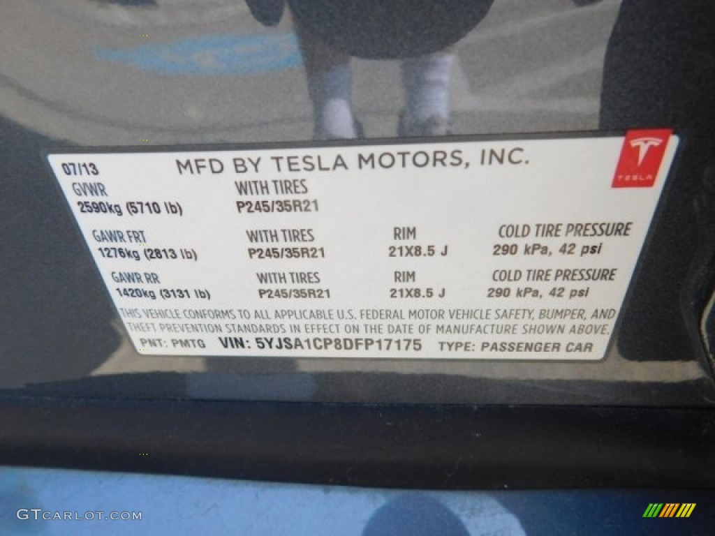 2013 Model S P85 Performance - Grey Metallic / Grey photo #34