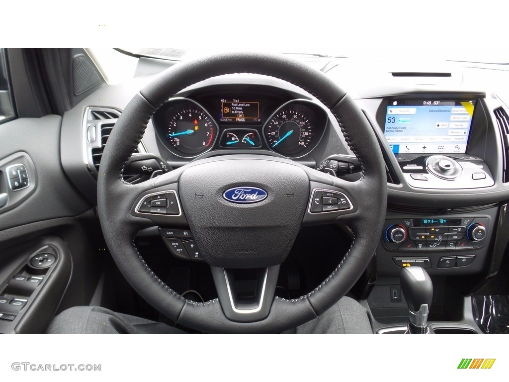 2017 Ford Escape Titanium 4WD Charcoal Black Steering Wheel Photo #112712209