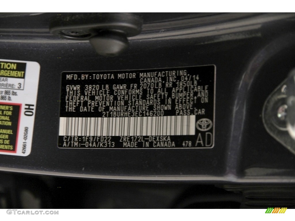 2014 Corolla S - Slate Metallic / Black photo #19