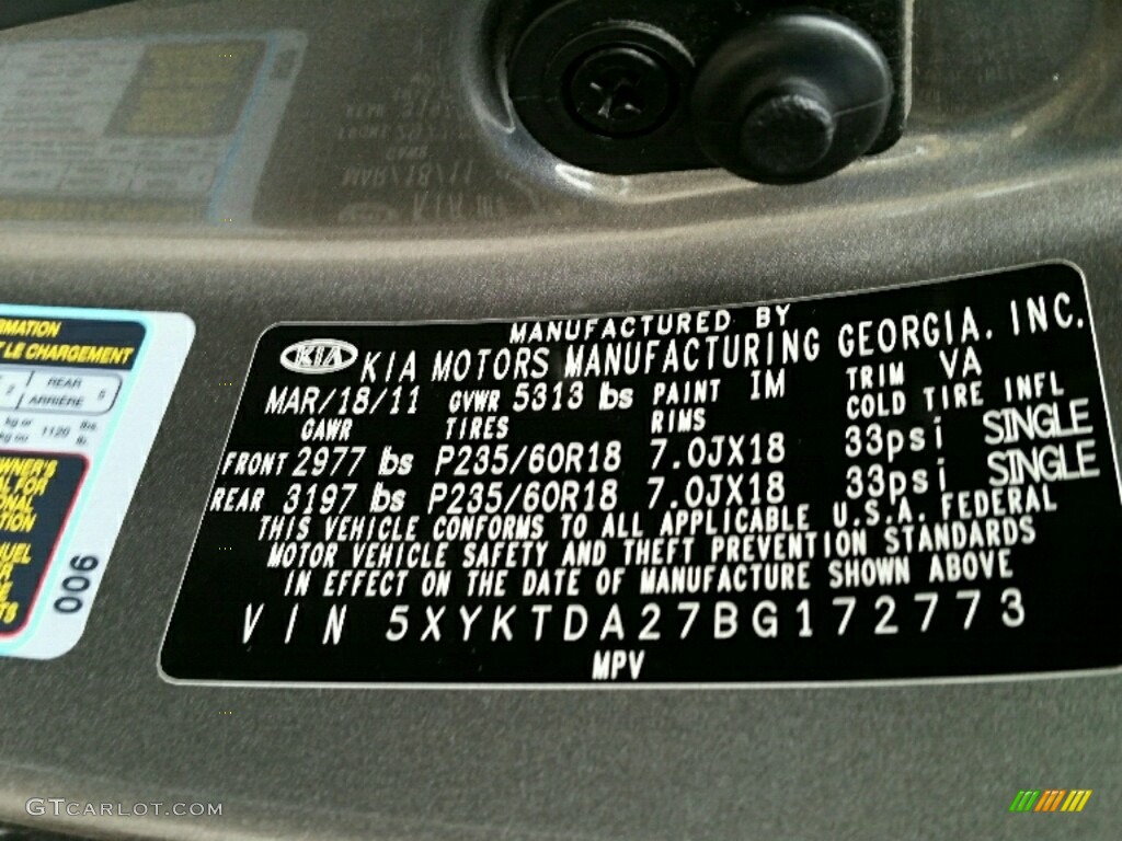 2011 Sorento LX V6 AWD - Titanium Silver / Gray photo #20