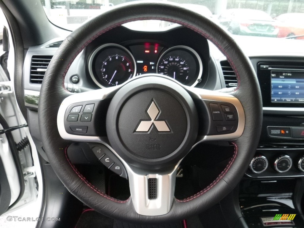 2015 Mitsubishi Lancer Evolution GSR Black Steering Wheel Photo #112737816