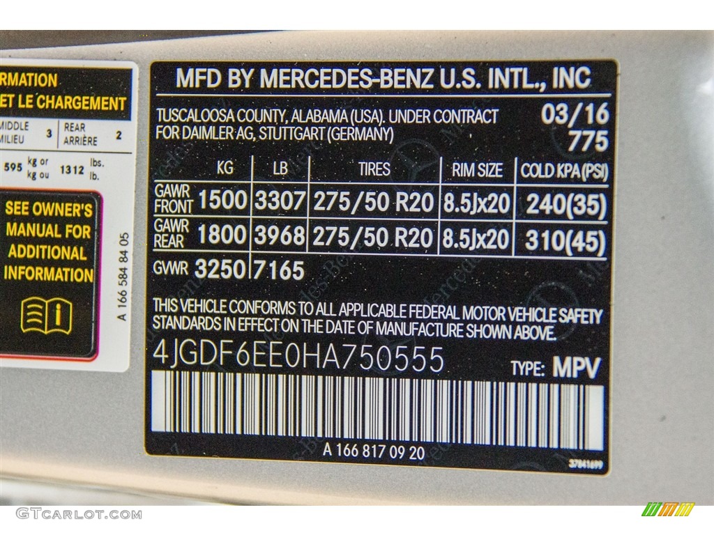 2017 GLS Color Code 775 for Iridium Silver Metallic Photo #112764497