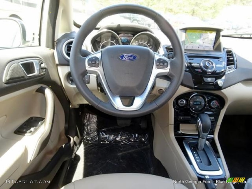 2016 Fiesta Titanium Hatchback - White Platinum Metallic Tri-coat / Medium Light Stone photo #15