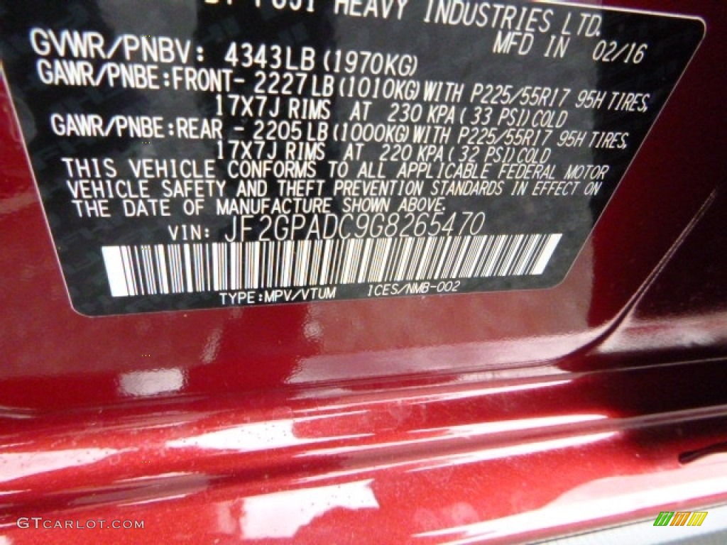 2016 Crosstrek 2.0i Premium - Venetian Red Pearl / Ivory photo #14