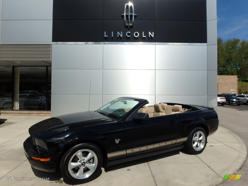 2009 Mustang V6 Premium Convertible - Black / Medium Parchment photo #1