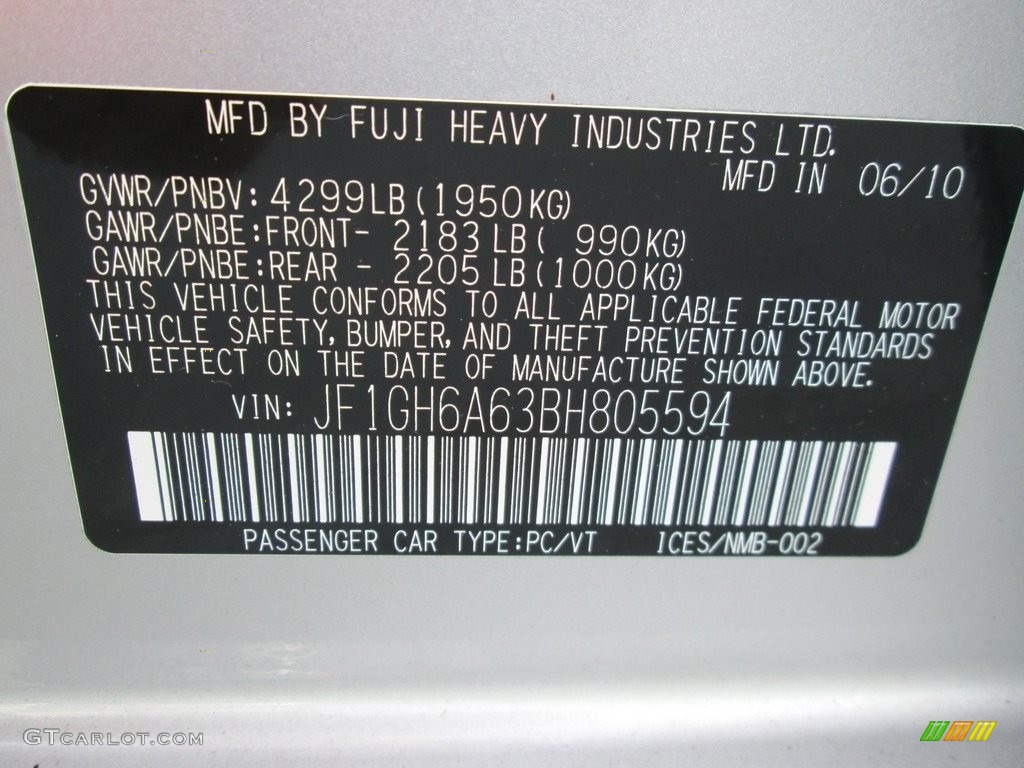 2011 Impreza 2.5i Wagon - Spark Silver Metallic / Carbon Black photo #28