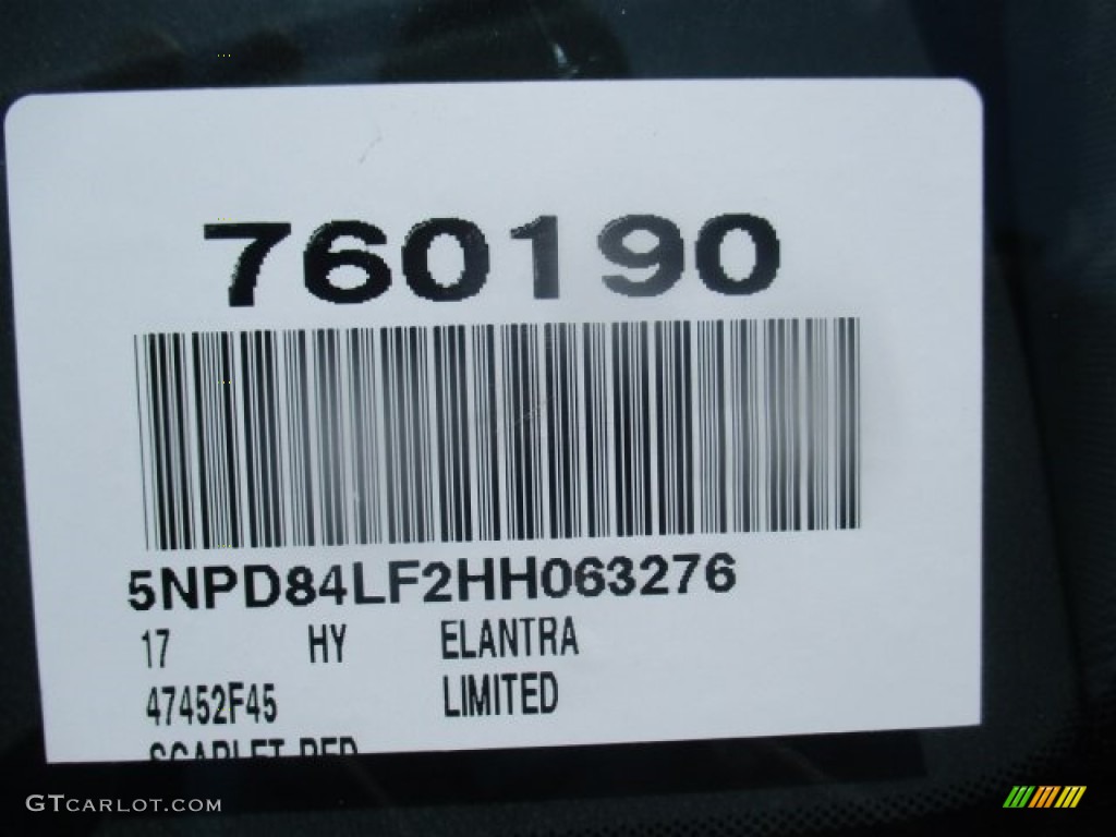 2017 Elantra Limited - Red / Gray photo #22