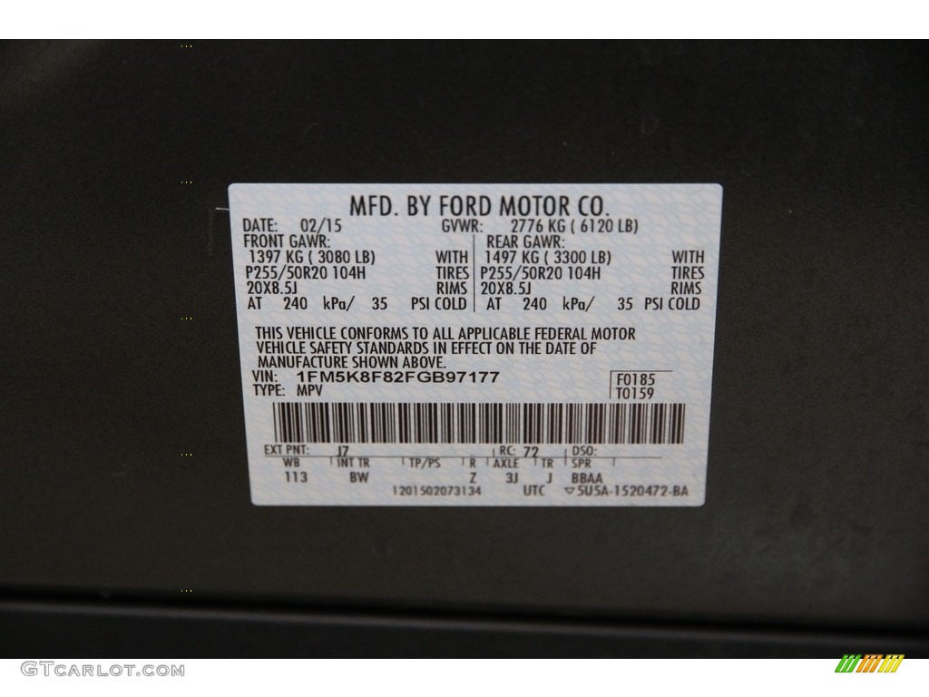 2015 Explorer Limited 4WD - Magnetic / Charcoal Black photo #16