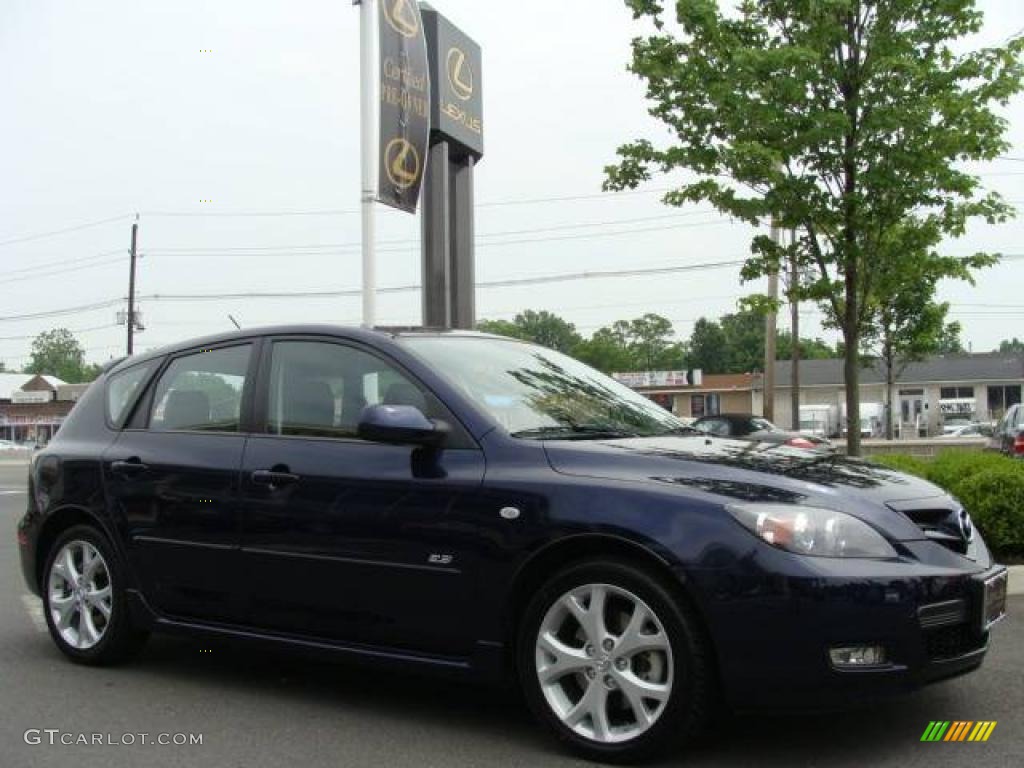 2008 MAZDA3 s Grand Touring Hatchback - Stormy Blue Mica / Black photo #3