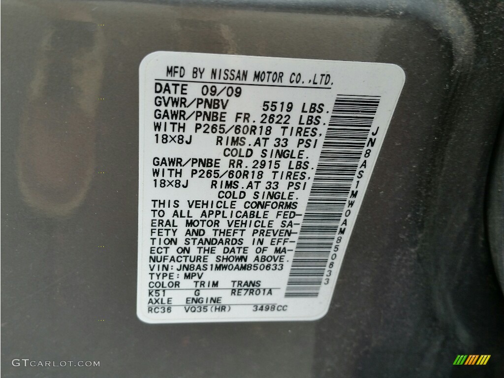 2010 FX 35 AWD - Platinum Graphite / Graphite photo #27