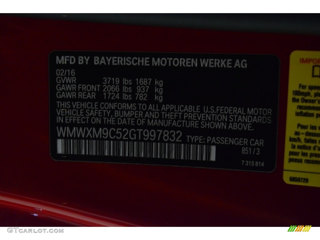2016 Hardtop Color Code 851 for Chili Red Photo #112926126